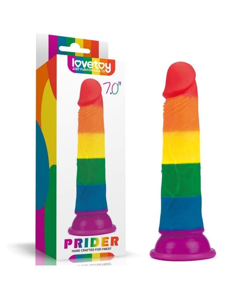 Sextoys, sexshop, loveshop, lingerie sexy : Gode Ventouse : Lovetoy- Gode droit Arc en ciel