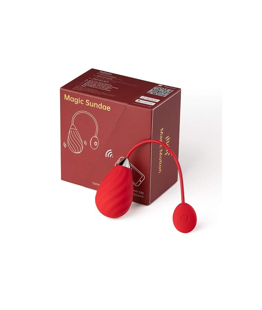 Sextoys, sexshop, loveshop, lingerie sexy : Vibro High Tech : Magic Motion - Oeuf rouge vibrant connecté Sundae