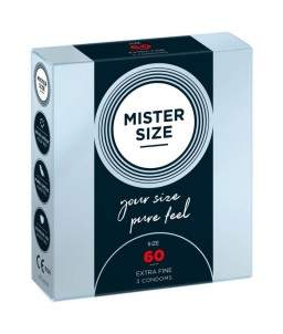 Sextoys, sexshop, loveshop, lingerie sexy : Préservatifs : Mister size- Préservatifs pur feel x3 T60