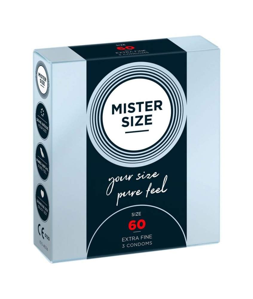 Sextoys, sexshop, loveshop, lingerie sexy : Préservatifs : Mister size- Préservatifs pur feel x3 T60