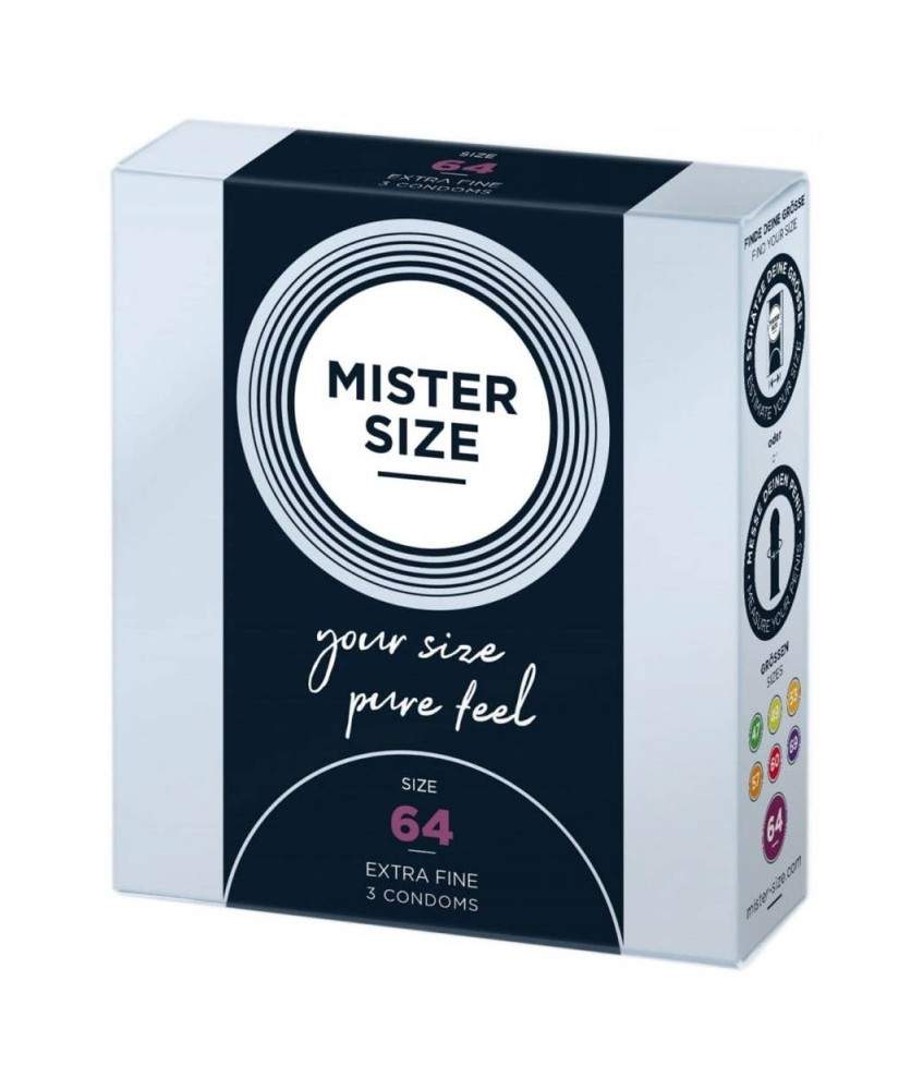 Sextoys, sexshop, loveshop, lingerie sexy : Préservatifs : Mister size- Préservatifs pur feel x3 T64