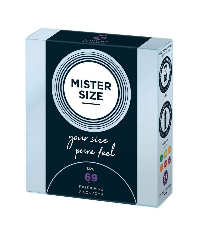 Sextoys, sexshop, loveshop, lingerie sexy : Préservatifs : Mister size- Préservatifs pur feel x3 T69