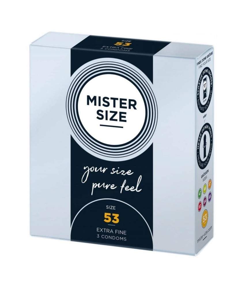 Sextoys, sexshop, loveshop, lingerie sexy : Préservatifs : Mister size- Préservatifs x3 T53