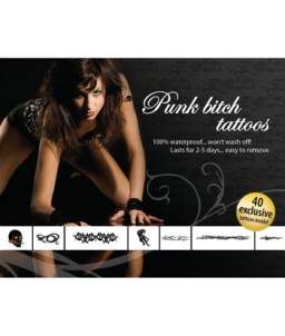 Sextoys, sexshop, loveshop, lingerie sexy : Tattoo et Pochoirs : Tatouage Temporaire - Tattoo éphémère Punk Bitch