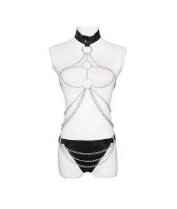 Sextoys, sexshop, loveshop, lingerie sexy : Lingerie Style Cuir & Vinyle Femme : Ensemble lingerie chaine