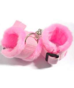 2 Contraintes Ajustable Chevilles ou Poignets en Fourrure Rose
