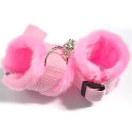 2 Contraintes Ajustable Chevilles ou Poignets en Fourrure Rose