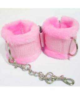 2 Contraintes Ajustable Chevilles ou Poignets en Fourrure Rose