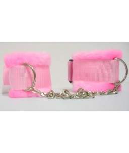 2 Contraintes Ajustable Chevilles ou Poignets en Fourrure Rose