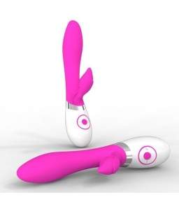 Sextoys, sexshop, loveshop, lingerie sexy : Vibromasseurs : Vibromasseur Larila Rabbit Design fleur blanc/fuchsia - 7 vitesses