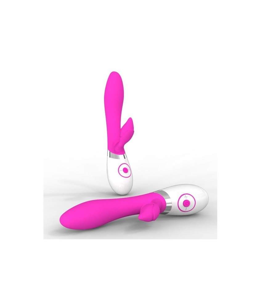 Sextoys, sexshop, loveshop, lingerie sexy : Vibromasseurs : Vibromasseur Larila Rabbit Design fleur blanc/fuchsia - 7 vitesses