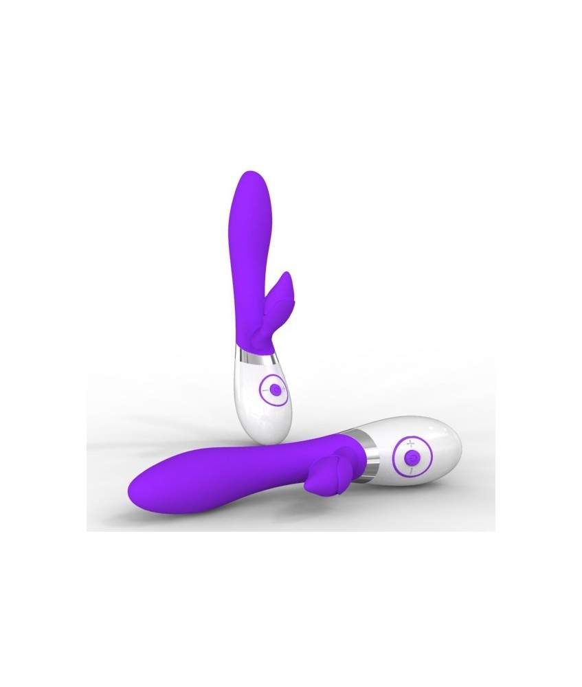 Sextoys, sexshop, loveshop, lingerie sexy : Vibromasseurs : Vibromasseur Larila Rabbit Design fleur blanc/pourpre - 7 vitesses
