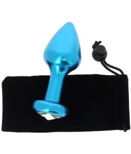 Sextoys, sexshop, loveshop, lingerie sexy : Rosebud - bijou anal : Plug anal bleu en aluminium Ø 3,8 cm - 126 grammes