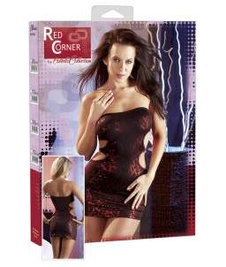 Sextoys, sexshop, loveshop, lingerie sexy : Clubwear / Tenues Sexy : Red Corner- Mini robe noir et rouge ouverte XS