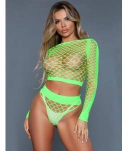 Sextoys, sexshop, loveshop, lingerie sexy : Ensemble lingerie sexy : Ensemble résille vert fluo sexy S/M