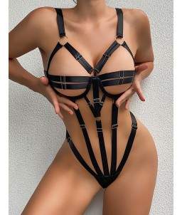 Sextoys, sexshop, loveshop, lingerie sexy : Bodys & Teddys : Body harnais réglable noir S/M