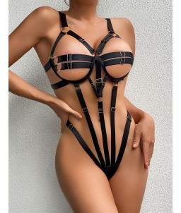 Sextoys, sexshop, loveshop, lingerie sexy : Bodys & Teddys : Body harnais réglable noir S/M