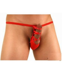 Sextoys, sexshop, loveshop, lingerie sexy : Boxers & Strings : String Erotique Rouge avec Attaches