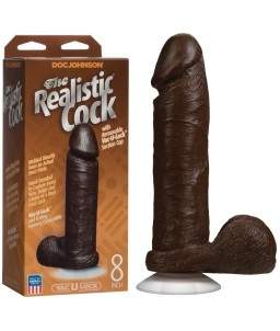 Sextoys, sexshop, loveshop, lingerie sexy : Gode Ceinture : Gode Ventouse Vac-U-Lock The Realistic Cock Noir - 20 cm