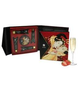 Sextoys, sexshop, loveshop, lingerie sexy : Coffret et Massage : Kit erotic art vin petillant à la fraise Shunga