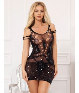 Sextoys, sexshop, loveshop, lingerie sexy : Robes sexy : Robe brillante sexy résille M