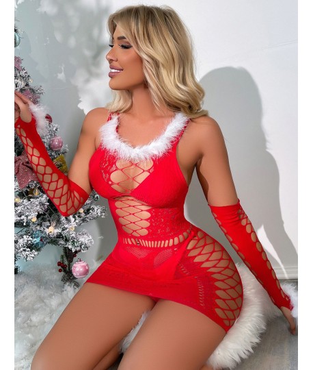Sextoys, sexshop, loveshop, lingerie sexy : Robes sexy : Robe sexy résille Rouge noel