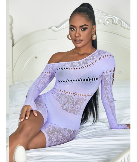 Sextoys, sexshop, loveshop, lingerie sexy : Combinaisons : Combinaison resille courte violette M