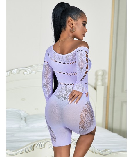 Sextoys, sexshop, loveshop, lingerie sexy : Combinaisons : Combinaison resille courte violette M