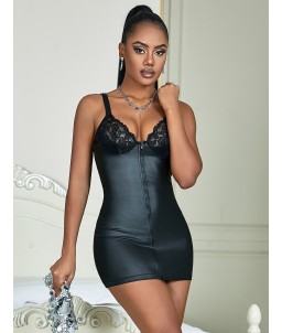 Sextoys, sexshop, loveshop, lingerie sexy : Robes sexy : Robe sexy simili cuir fermeture éclair