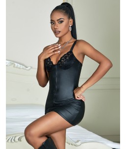 Sextoys, sexshop, loveshop, lingerie sexy : Lingerie sexy grande taille : Robe sexy simili cuir fermeture XL
