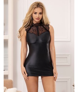 Sextoys, sexshop, loveshop, lingerie sexy : Robes sexy : Robe sexy simili cuir et dentelle M