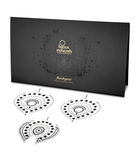 Sextoys, sexshop, loveshop, lingerie sexy : Nippies Cache Seins : Cache Tétons et Pubis Flamboyant Noir/Argent