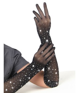 Sextoys, sexshop, loveshop, lingerie sexy : gants sexy : Sexy Gant résille et strass S/M