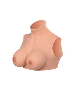 Sextoys, sexshop, loveshop, lingerie sexy : Faux seins et pushup silicone : Starbust- Buste poitrine peau clair col Haut L