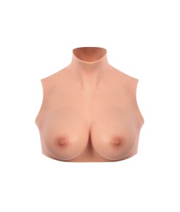 Sextoys, sexshop, loveshop, lingerie sexy : Faux seins et pushup silicone : Starbust- Buste poitrine peau clair col Haut L