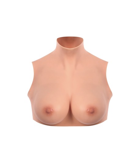 Sextoys, sexshop, loveshop, lingerie sexy : Faux seins et pushup silicone : Starbust- Buste poitrine peau clair col Haut L