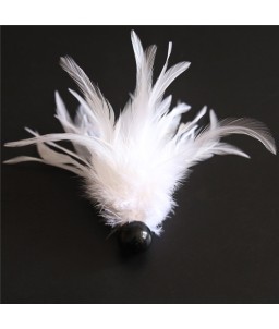 Sextoys, sexshop, loveshop, lingerie sexy : Caresses et Masques : Plumeau blanc avec boule noire pour caresses