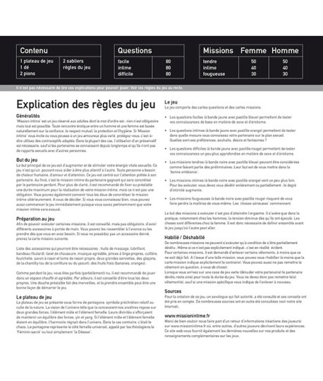 Sextoys, sexshop, loveshop, lingerie sexy : Jeux Coquins : Jeux érotique pour Adultes Mission Intime