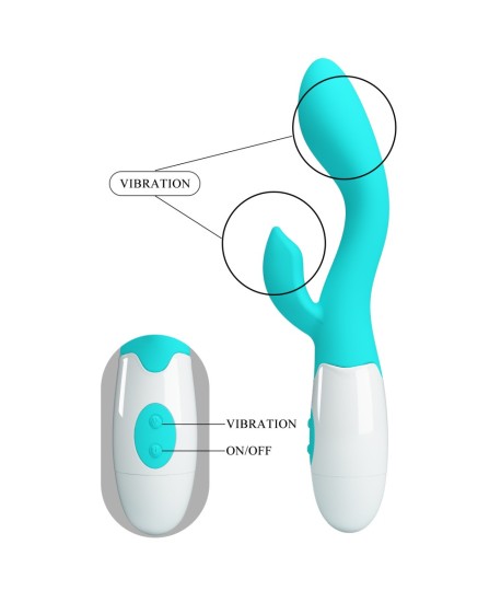 Sextoys, sexshop, loveshop, lingerie sexy : Vibro Rabbit : Vibromasseur Pretty Love Brighty turquoise