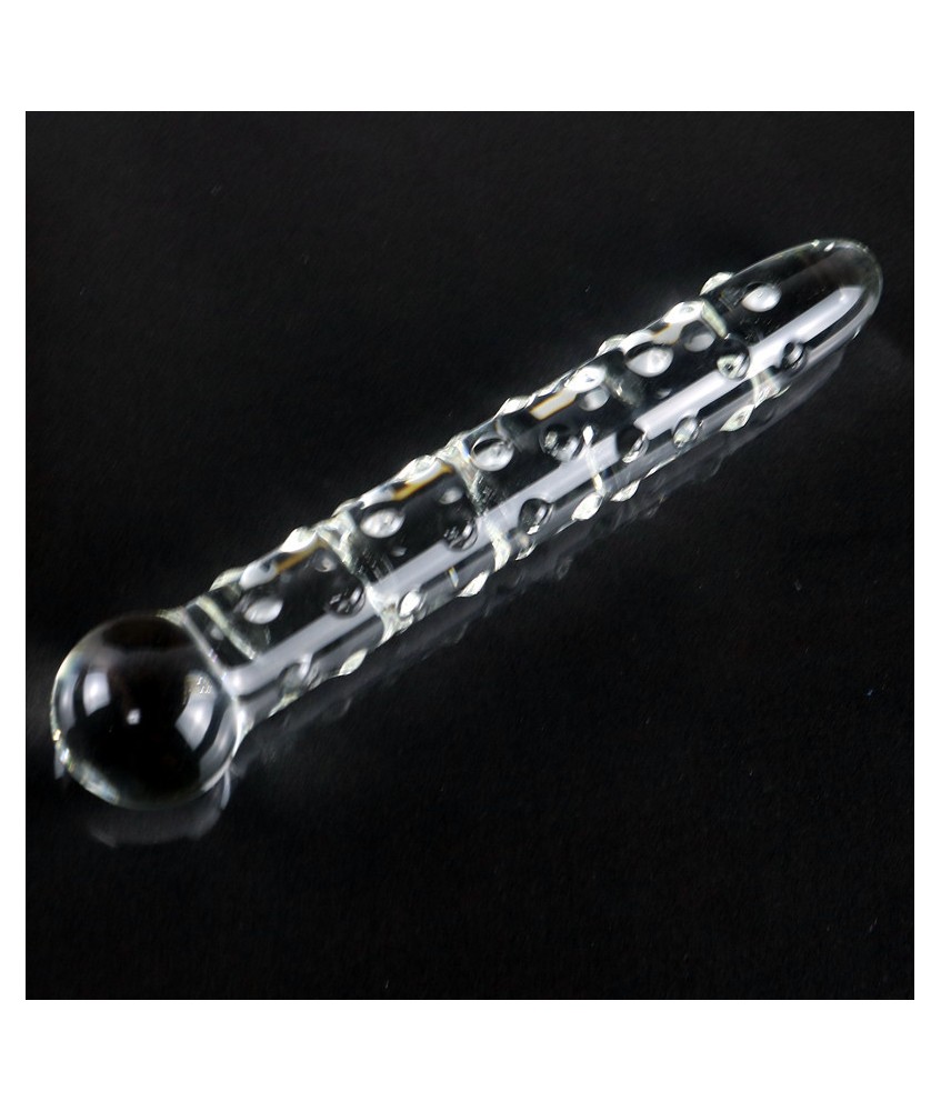 Sextoys, sexshop, loveshop, lingerie sexy : Gode en Verre : Godemichet en Verre Glass Dildo à picots bleu
