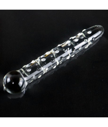 Sextoys, sexshop, loveshop, lingerie sexy : Gode en Verre : Godemichet en Verre Glass Dildo à picots bleu