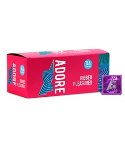 Sextoys, sexshop, loveshop, lingerie sexy : Préservatifs : Adore- Préservatif nervuré X1