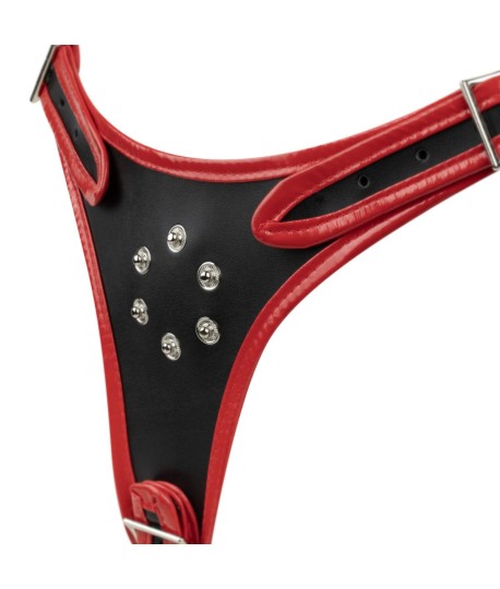 Sextoys, sexshop, loveshop, lingerie sexy : Gode Ceinture : Godemichet Ceinture Simili Cuir Triple Gode Noir