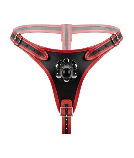 Sextoys, sexshop, loveshop, lingerie sexy : Gode Ceinture : Godemichet Ceinture Simili Cuir Triple Gode Noir