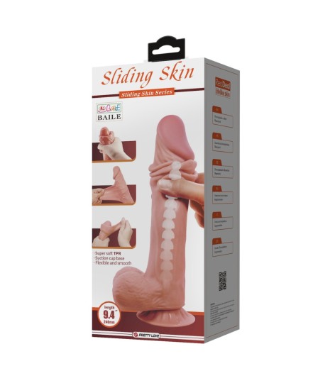 Sextoys, sexshop, loveshop, lingerie sexy : Gode Ventouse : Pretty love - Gode Sliding skin marron 24 cm