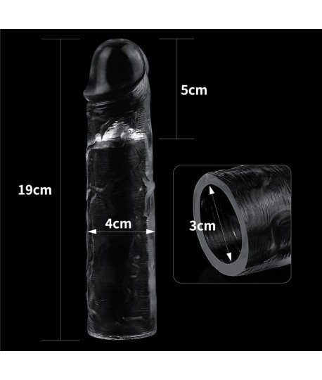 Sextoys, sexshop, loveshop, lingerie sexy : Gaine et Prolongateur : Lovetoy- Gaine transparente 19 cm