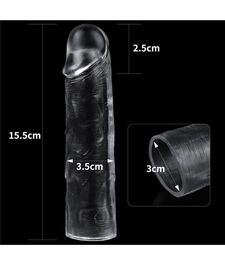 Sextoys, sexshop, loveshop, lingerie sexy : Gaine et Prolongateur : Lovetoy- Gaine transparente 15.5 cm