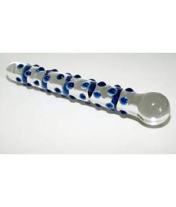 Sextoys, sexshop, loveshop, lingerie sexy : Gode en Verre : Godemichet en Verre Glass Dildo à picots bleu