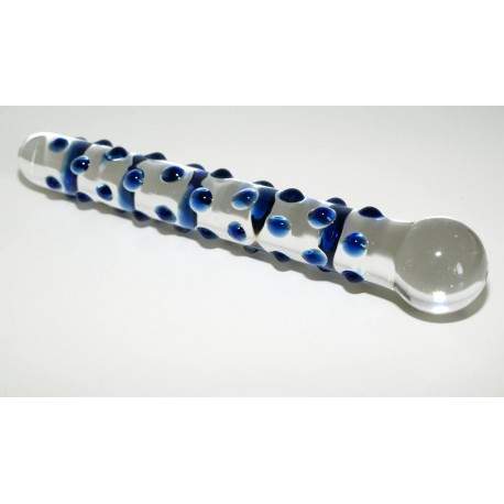 Sextoys, sexshop, loveshop, lingerie sexy : Gode en Verre : Godemichet en Verre Glass Dildo à picots bleu