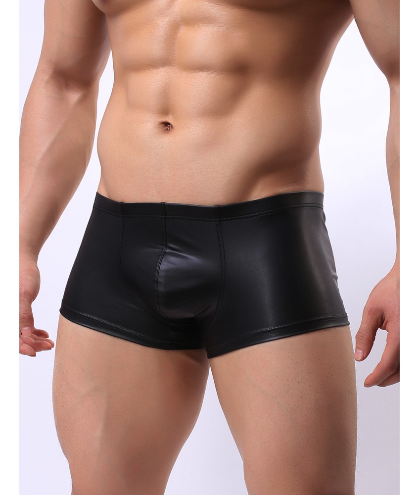 Sextoys, sexshop, loveshop, lingerie sexy : Boxers & Strings : Boxer Moulant Noir Style Cuir